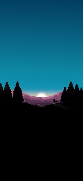 Обои астрономический объект, горный хребет, космос, звезда, вечнозеленое растение в разрешении 3840x8311