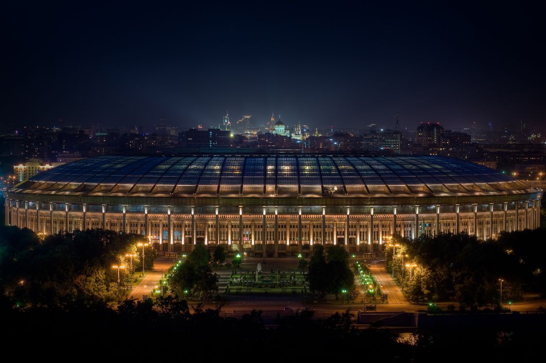 Обои стадион, ЧМ 2018, спортивные объекты, ночь, город в разрешении 4204x2798