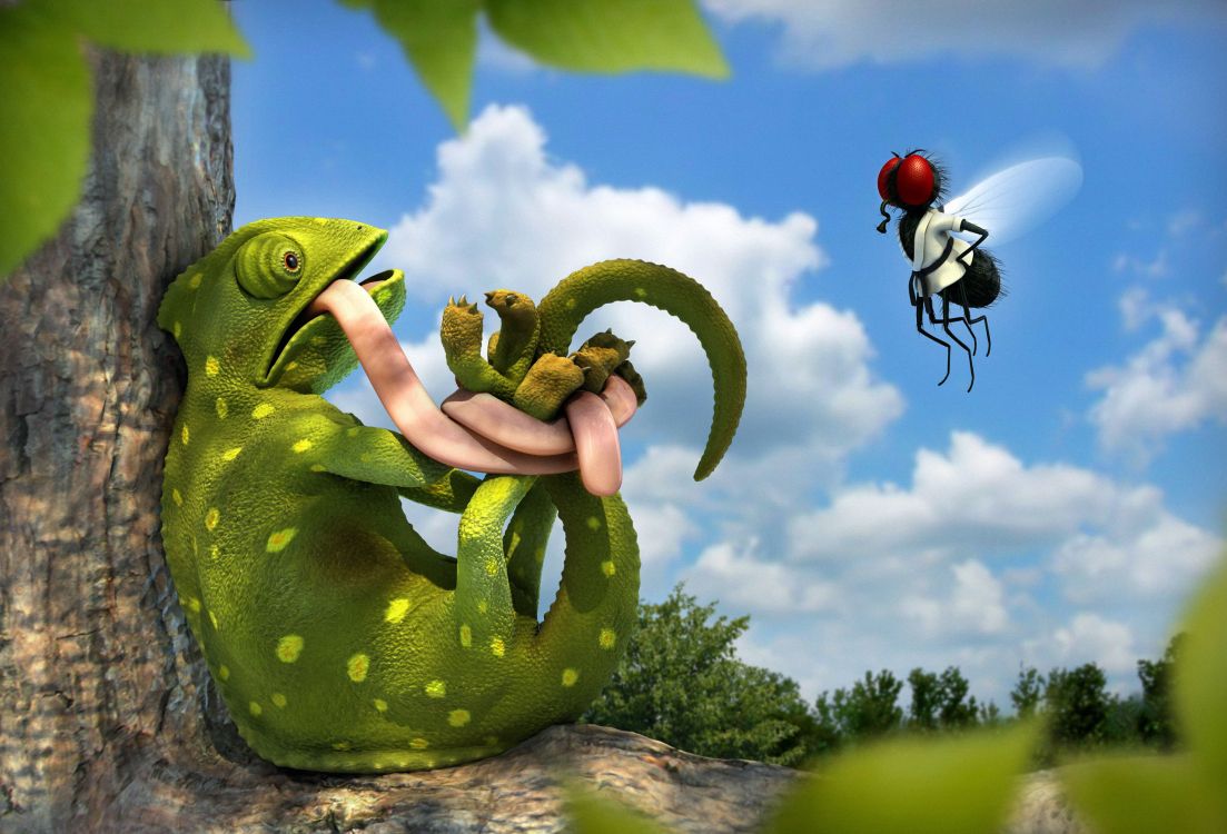 Обои зеленый, дерево, растение, пресмыкающееся, иллюстрация в разрешении 2560x1740