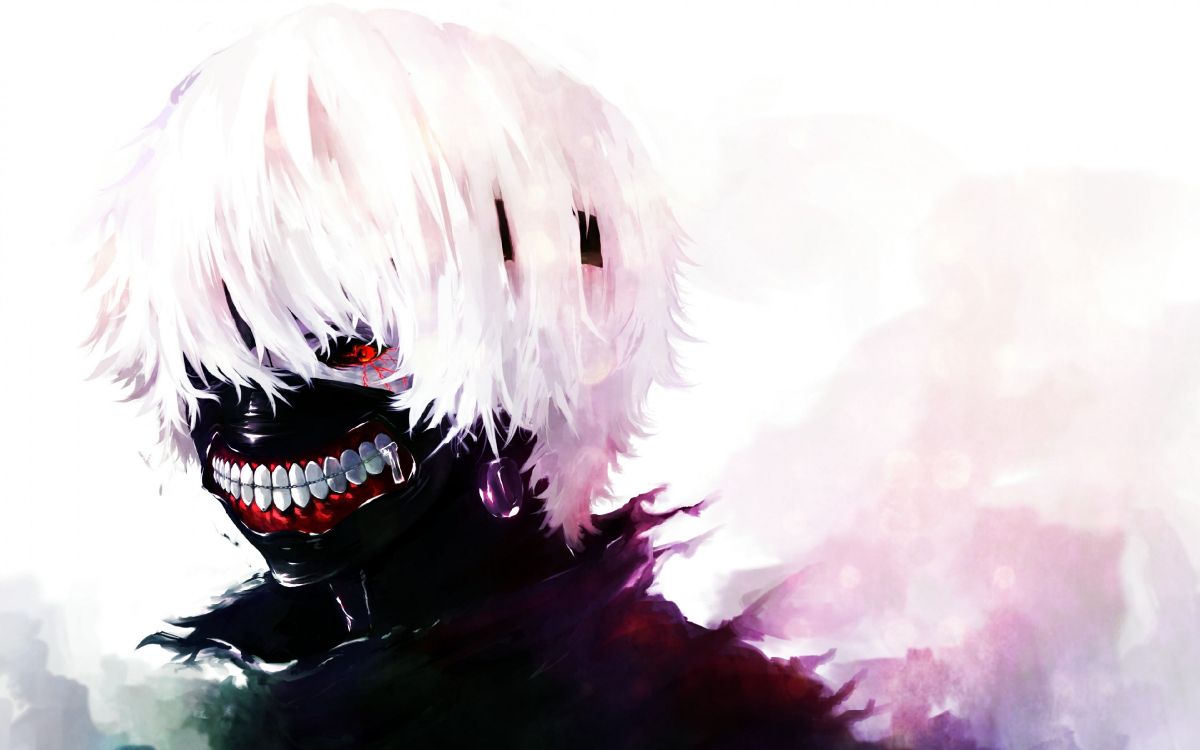 Обои аниме, Токио вурдалак, Кен kaneki, Манга, рот в разрешении 3840x2400