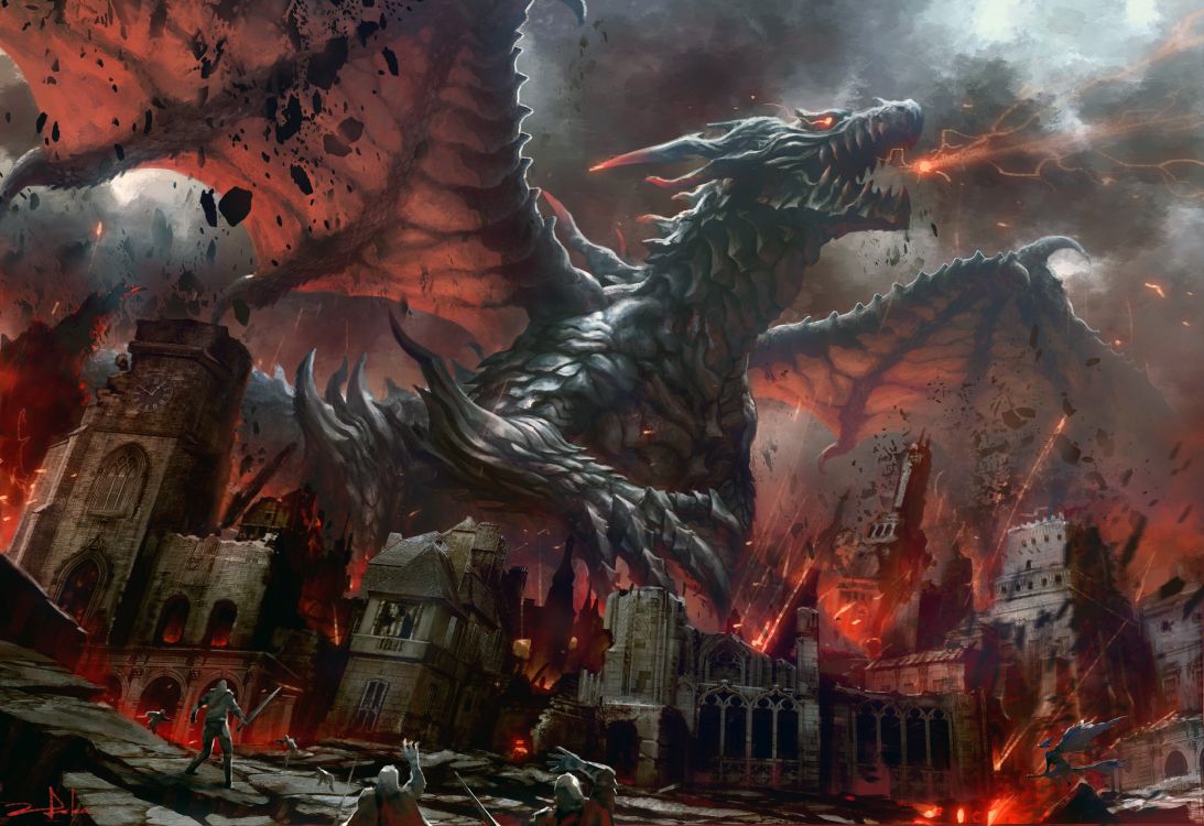 Обои дракон, фэнтези, вымирание, демон, компьютерная игра в разрешении 3327x2282