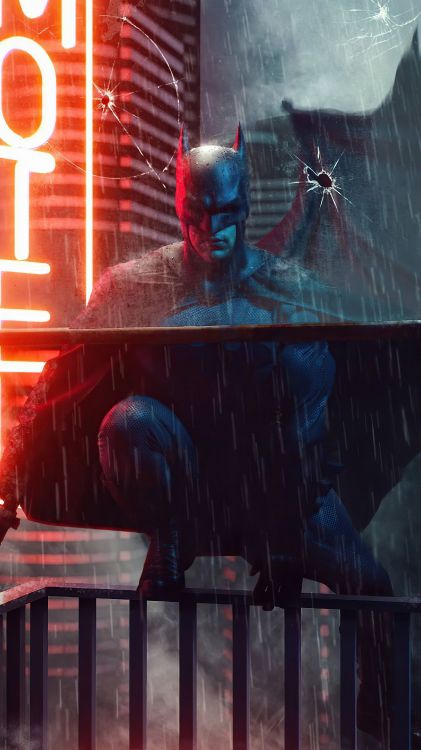 Обои арт, свет, красный цвет, забор, развлечение в разрешении 2160x3840