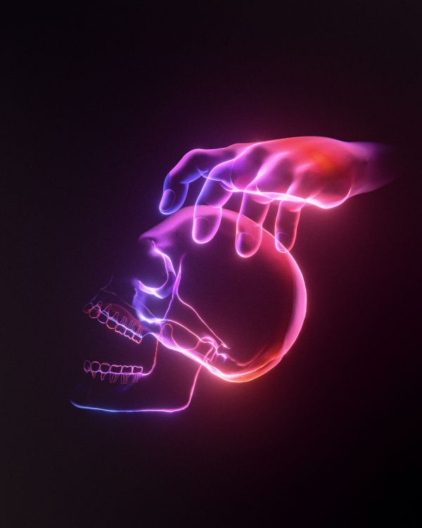 Обои свет, ночь, розовый, неон, кость в разрешении 6000x7500