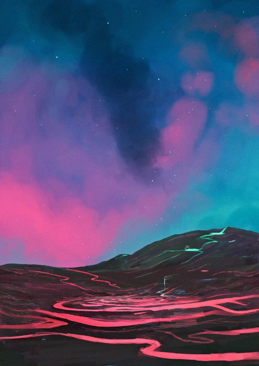 Обои ночь, пурпур, атмосфера, свет, графический дизайн в разрешении 1920x2715