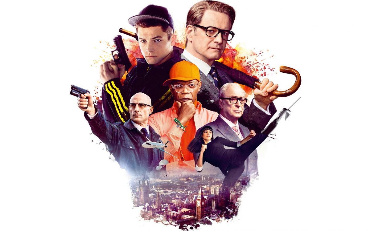 Обои Тарон Эгертон, Кингсман Секретная Служба, Кингсман Золотой Круг, Марк Стронг, Гэри Эггзи Анвин в разрешении 2560x1600