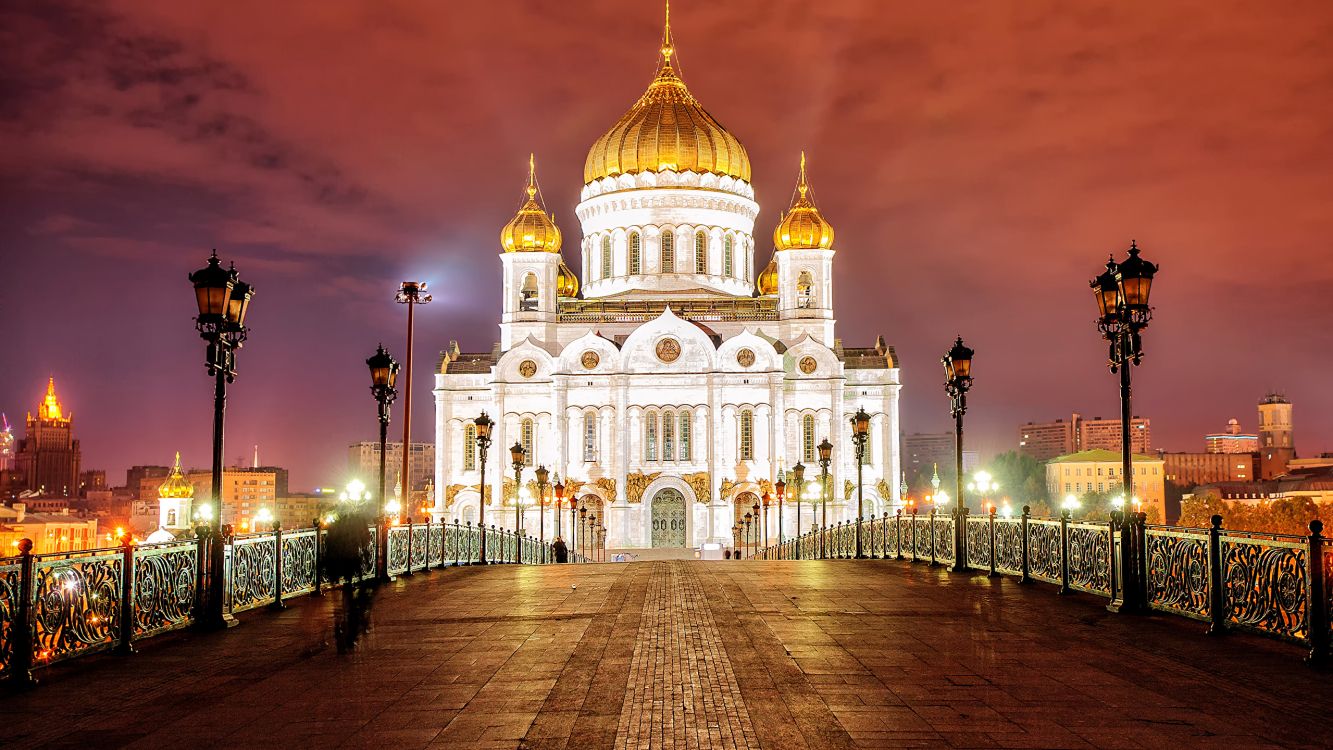 Обои собор, ориентир, ночь, базилика, место поклонения в разрешении 2560x1440