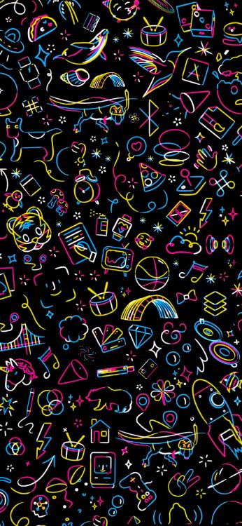 Обои яблоко, арт, узор, круг, пурпурный цвет в разрешении 1290x2796