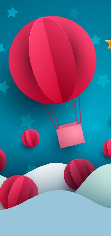 Обои воздушный шарик, иллюстрация, белые, свет, лазурный в разрешении 1515x3200