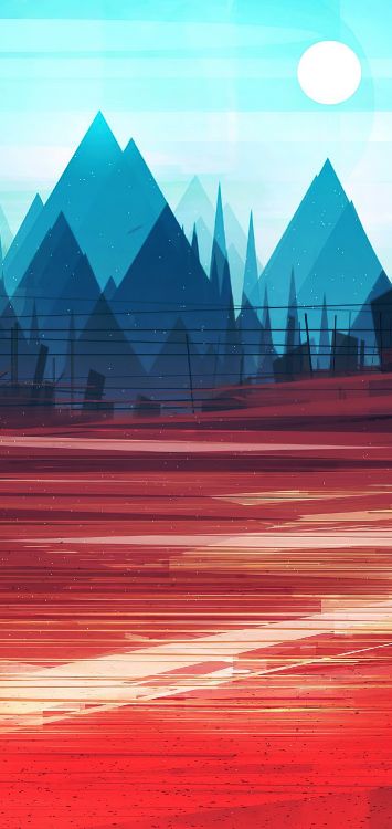 Обои иллюстратор геометрический пейзаж, иллюстрация, городской пейзаж, иллюстратор, пейзаж в разрешении 1420x3000