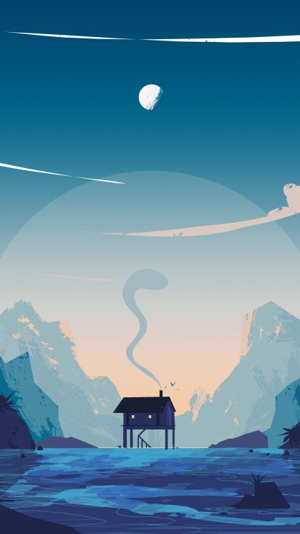 Обои минимализм, атмосфера, арт, лед, иллюстрация в разрешении 1152x2048