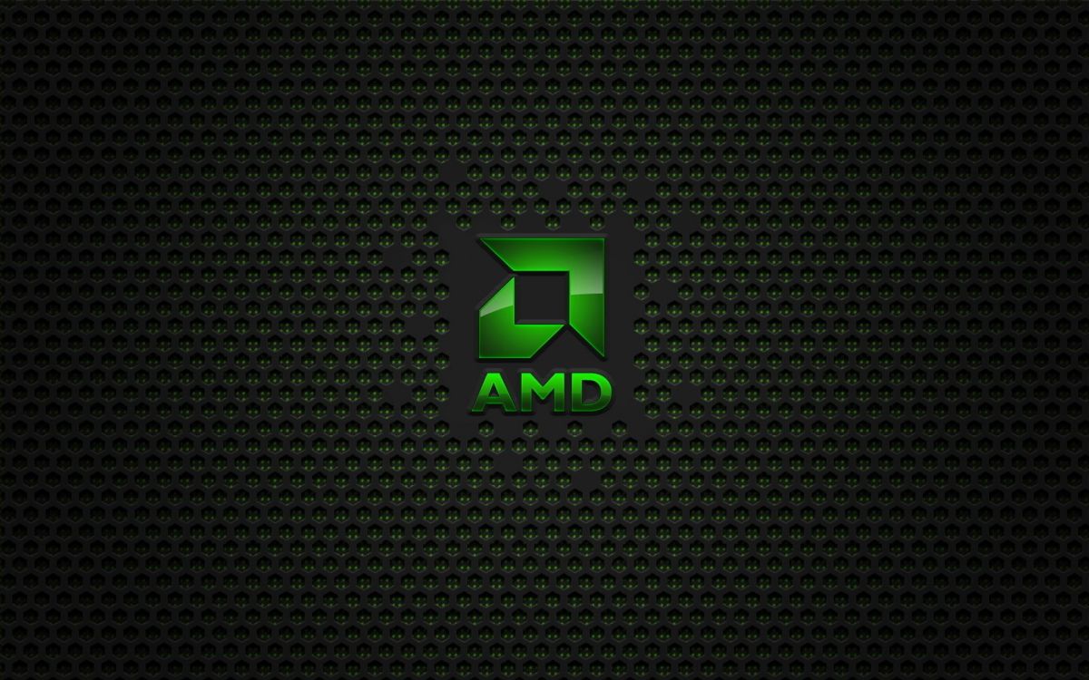 Обои amd, лого, марка, зеленый, текст в разрешении 1920x1200