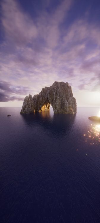 Обои море, облако, вода, атмосфера, природный ландшафт в разрешении 1440x3200