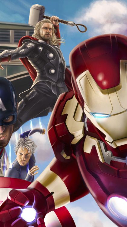 Обои Капитан Америка, мститель, супергерой, аниме, Черная Вдова в разрешении 2160x3840