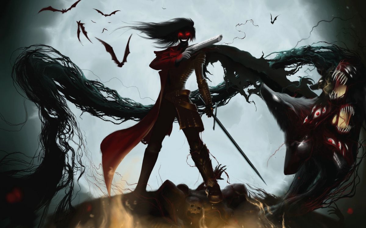 Обои Алукард, Серас Виктория, Интегра Хеллсинг, аниме, вампир в разрешении 2560x1600