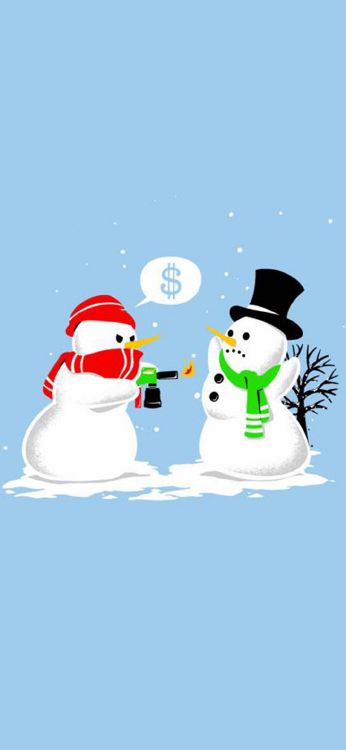 Обои Снеговик, мимика, снег, мультфильм, шляпа в разрешении 1080x2340