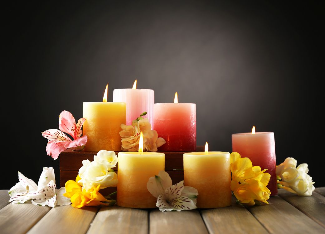 Обои свеча, цветок, освещение, воск, желтый в разрешении 5072x3648