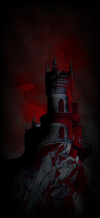 Обои темнота, здание, вышка, арт, замок в разрешении 1080x2340