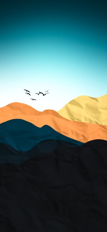 Обои облако, атмосфера, склон, птица, природный ландшафт в разрешении 1284x2778