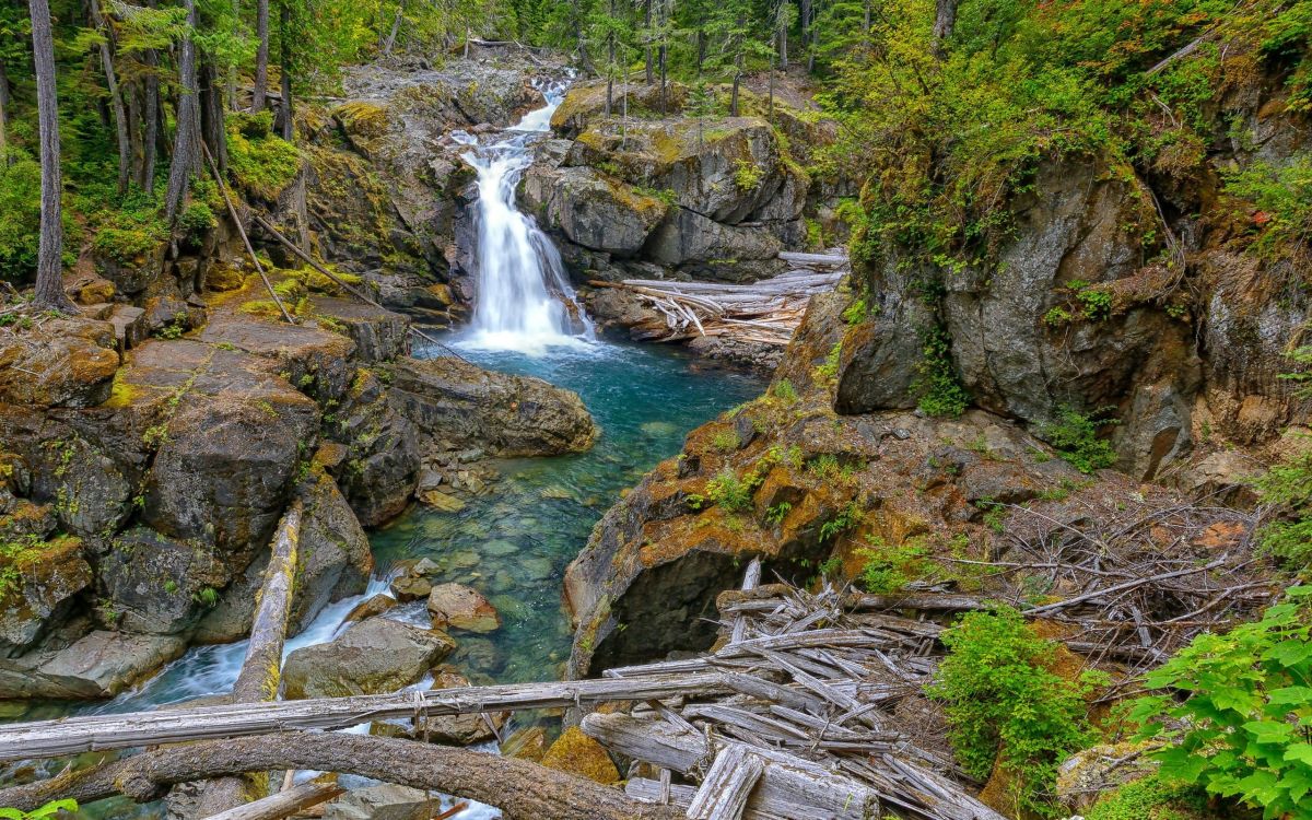 Обои Маунт рейнир, природа, водопад, водоем, вода в разрешении 2560x1600