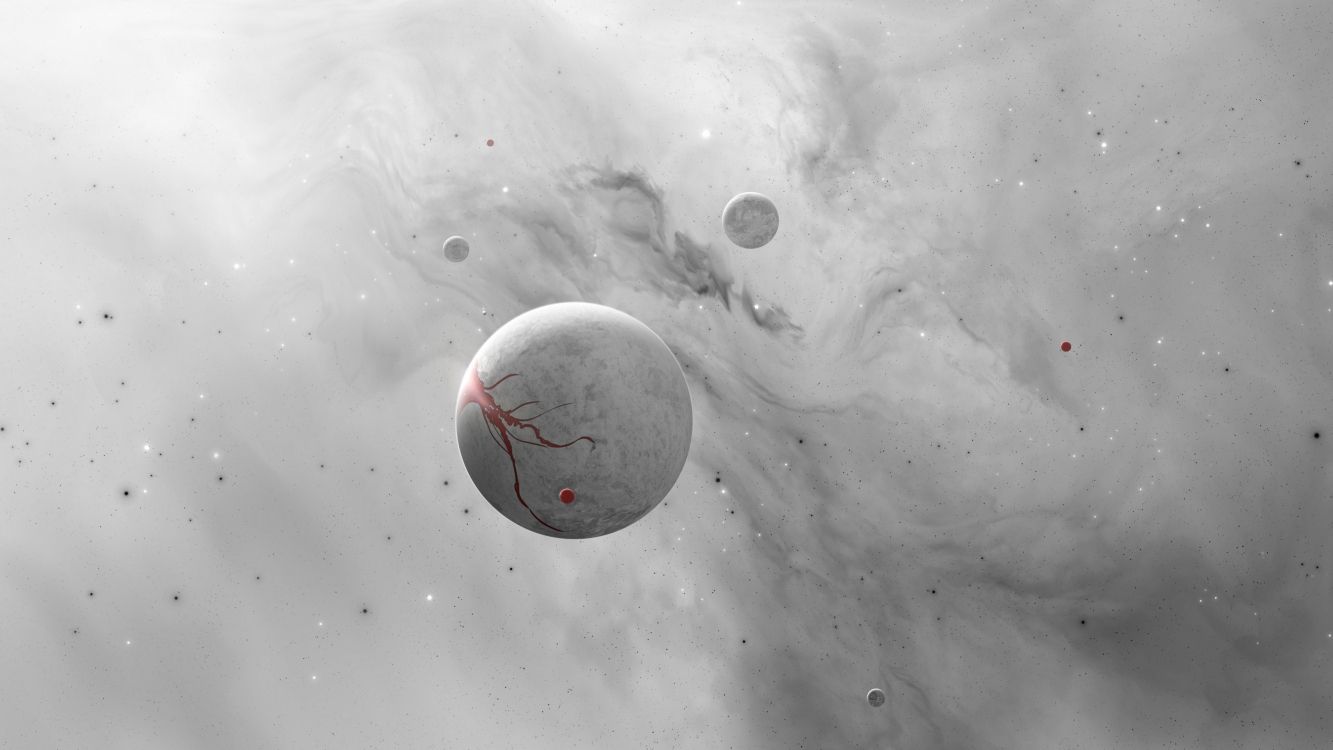 Обои планета, космос, Галактика, космическая пыль, черный и белый в разрешении 3840x2160