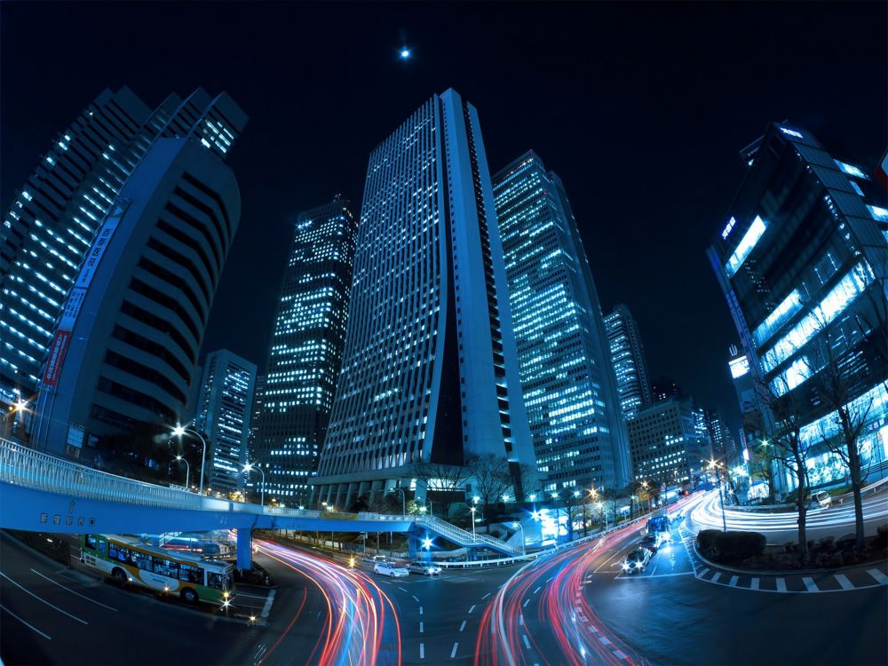 Обои ночь, метрополия, город, синий, городской район в разрешении 2560x1920