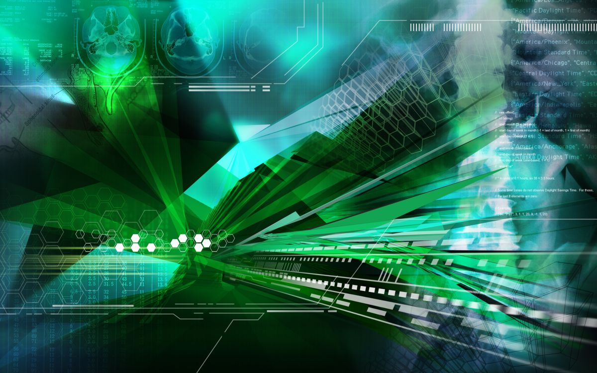 Обои абстракция, зеленый, свет, технологии, лазер в разрешении 2880x1800