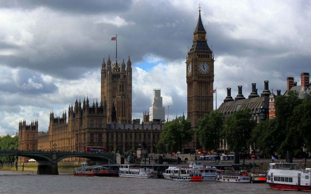 Обои здание парламента, Биг Бен, река темза, ориентир, город в разрешении 2560x1600