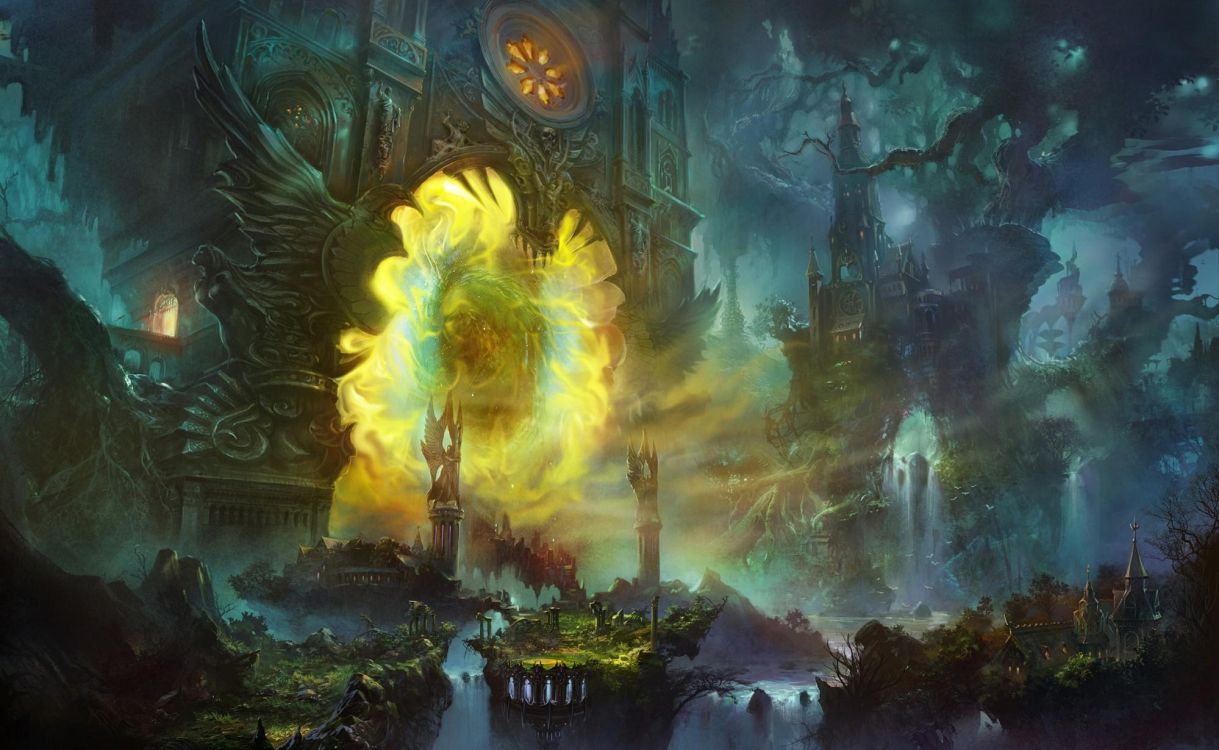 Обои пейзажная живопись, пейзаж, фантастическое искусство, арт, фэнтези в разрешении 2000x1230