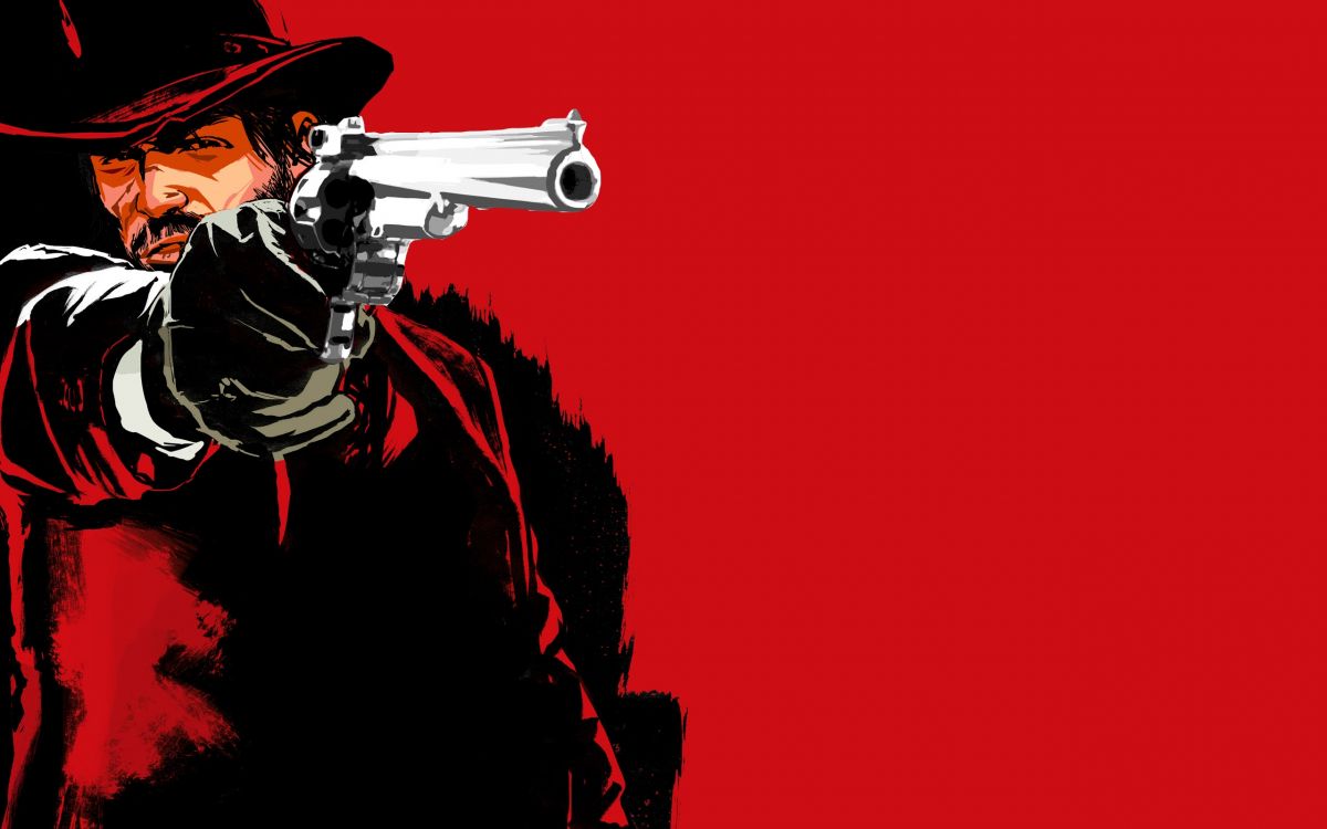 Обои red dead redemption, иллюстрация, пистолет, шляпа, ковбой - картинка  на рабочий стол и фото бесплатно