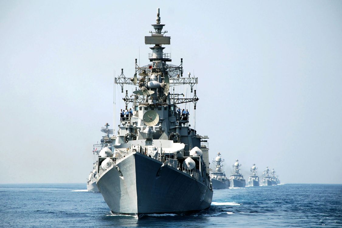Обои День ВМФ, индийские ВМС, военный корабль, морское ведомство, разрушитель в разрешении 3600x2400