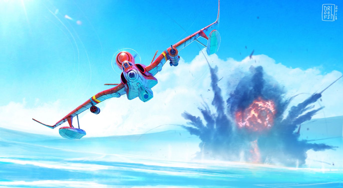 Обои концепт арт, иллюстрация, арт, цифровое искусство, экстремальный вид спорта в разрешении 3310x1812