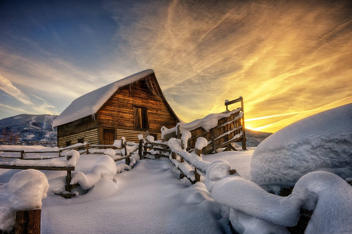 Обои снег, зима, замораживание, архитектура, пейзаж в разрешении 5996x3991