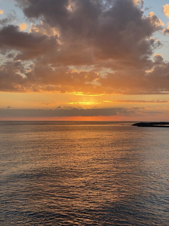 Обои горизонт, закат, солнечный свет, облако, вода в разрешении 1536x2048