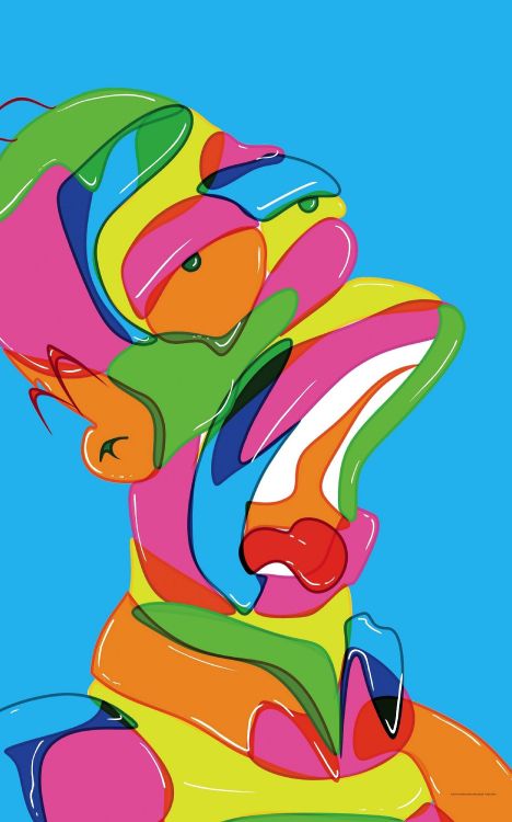 Обои Гомер Симпсон красочный, Гомер Симпсон, Барт Симпсон, Мардж Симпсон, арт в разрешении 2500x4000