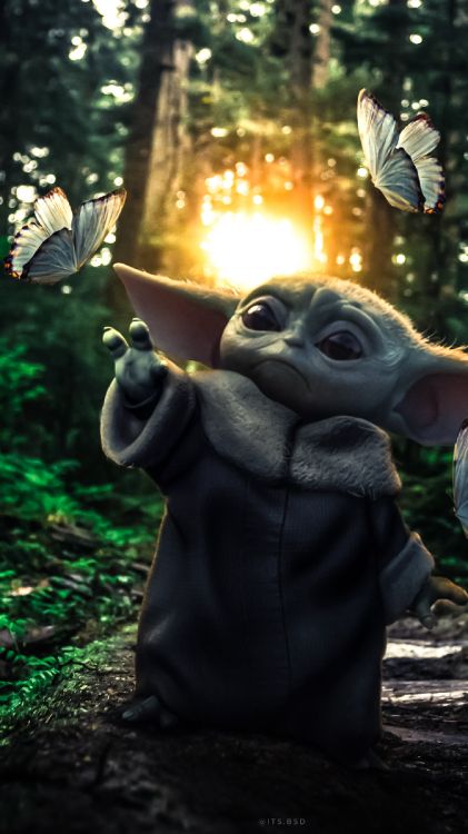 Обои Грогу, йода, живопись, звездные войны, постер в разрешении 1519x2700