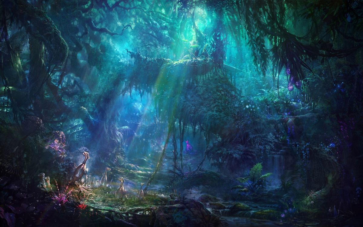 Обои цифровое искусство, Научная фантастика, джунгли, концепт арт, природа в разрешении 1920x1200