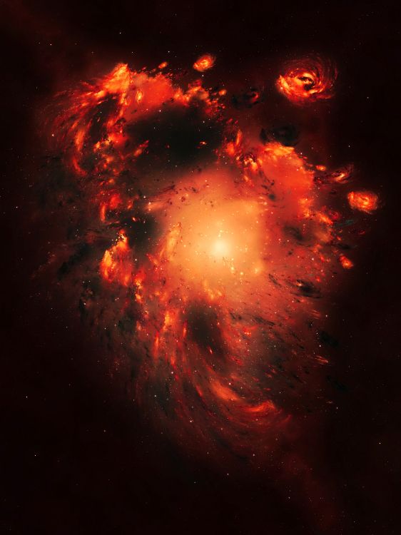 Обои Галактика, звезда, туманность, красный цвет, астрономический объект в разрешении 2400x3200