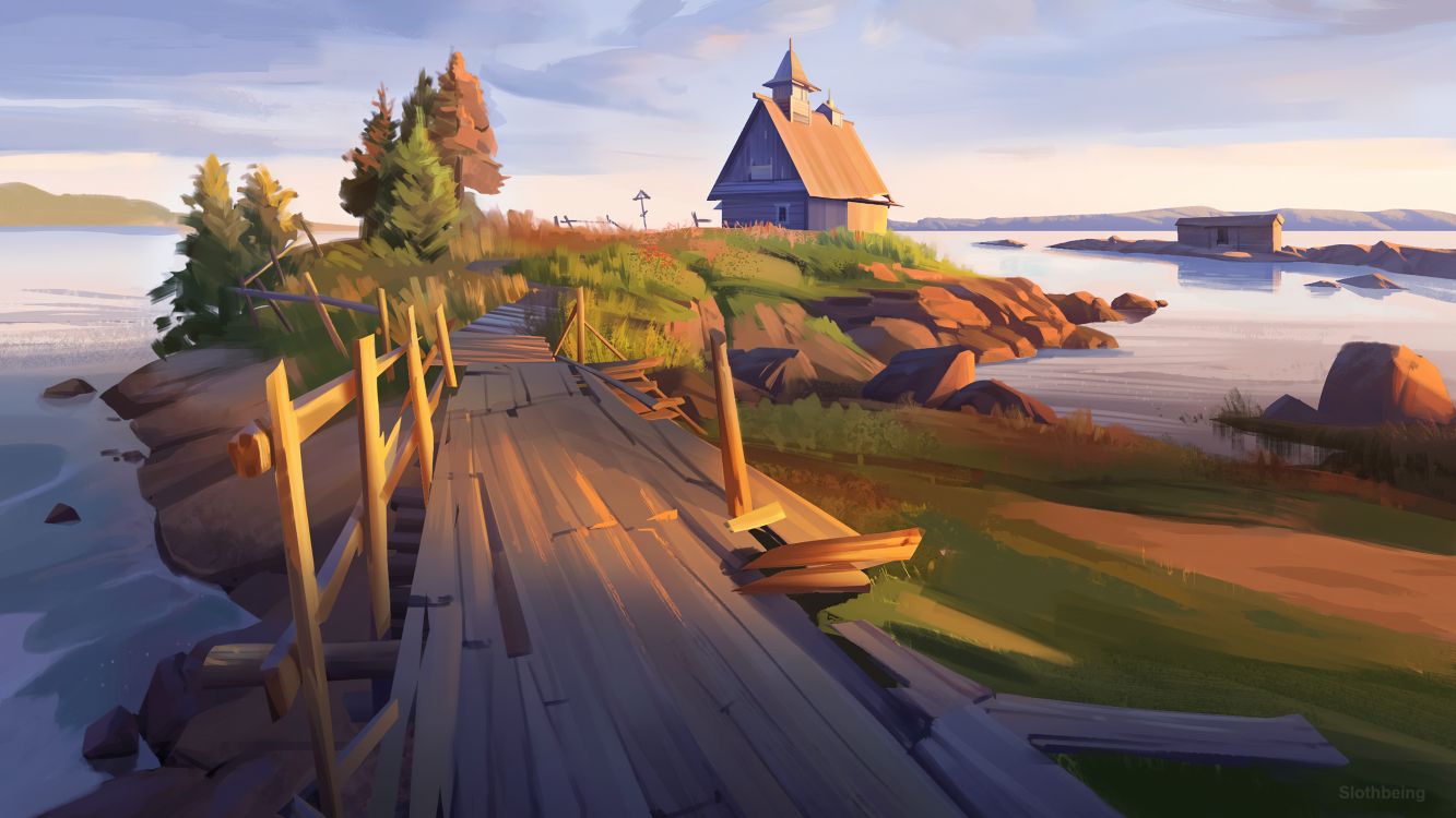 Обои облако, растение, природа, здание, древесина в разрешении 3840x2160