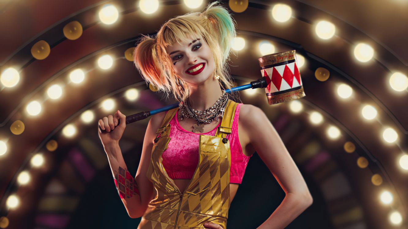 Обои золотой комбинезон harley quinn, Харли Квинн, костюм, женский костюм, золото в разрешении 3840x2160
