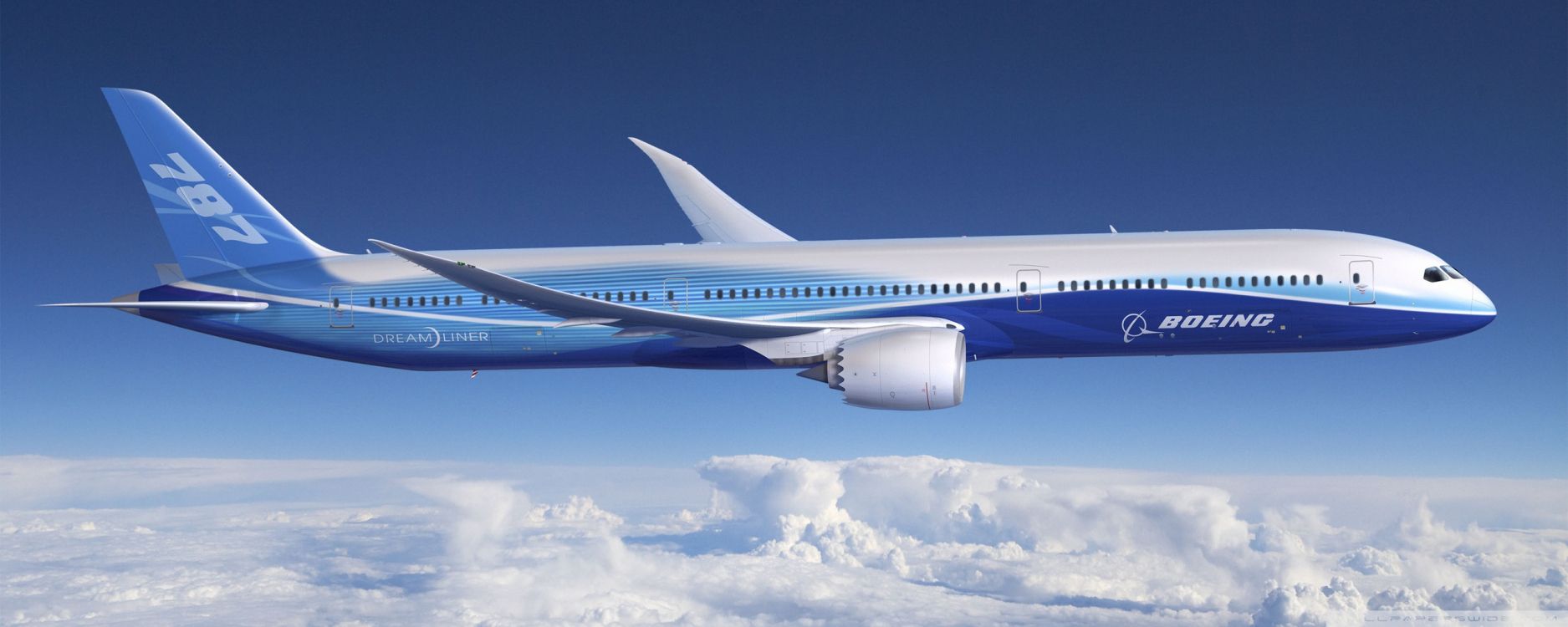 Обои самолет, самолеты, boeing 787 dreamliner, Боинг, авиалайнер в разрешении 2560x1024