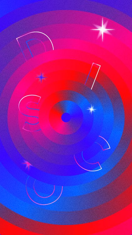 Обои Оранжевый цвет, графический дизайн, красочность, синий, пурпур в разрешении 2160x3840