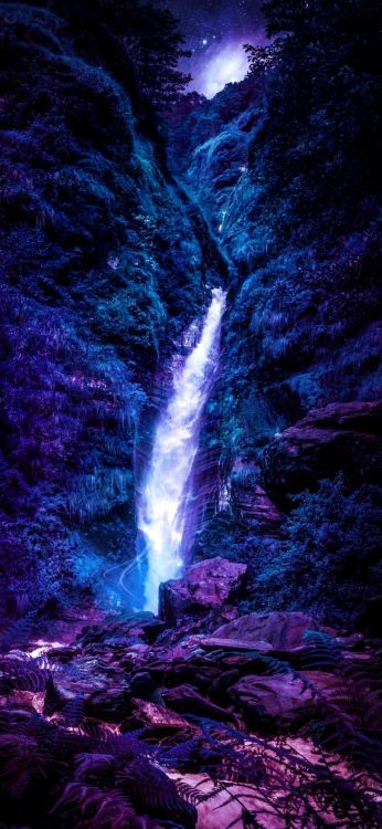 Обои водопад, природа, brglistber, вода, гидроресурсы в разрешении 1080x2340