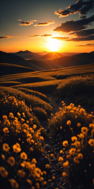 Обои полевой цветок, облако, растение, цветок, атмосфера в разрешении 1080x2160