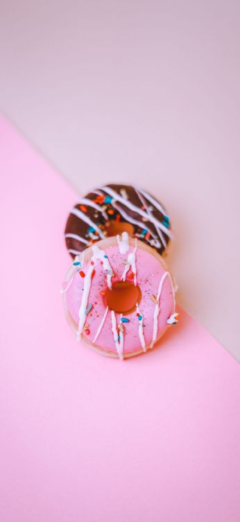 Обои пончик, пончики с яблочным сидром, пончики с корицей и сахаром, глазированные пончики, пища в разрешении 1080x2340