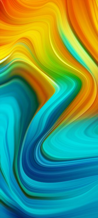 Обои Оранжевый цвет, фрактальное искусство, узор, красочность, жидкий в разрешении 720x1600