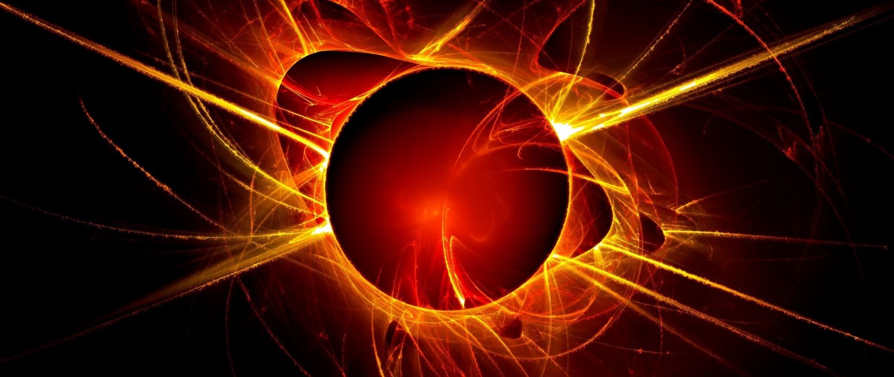 Обои круг, свет, Апельсин, фрактальное искусство, графика в разрешении 2560x1080