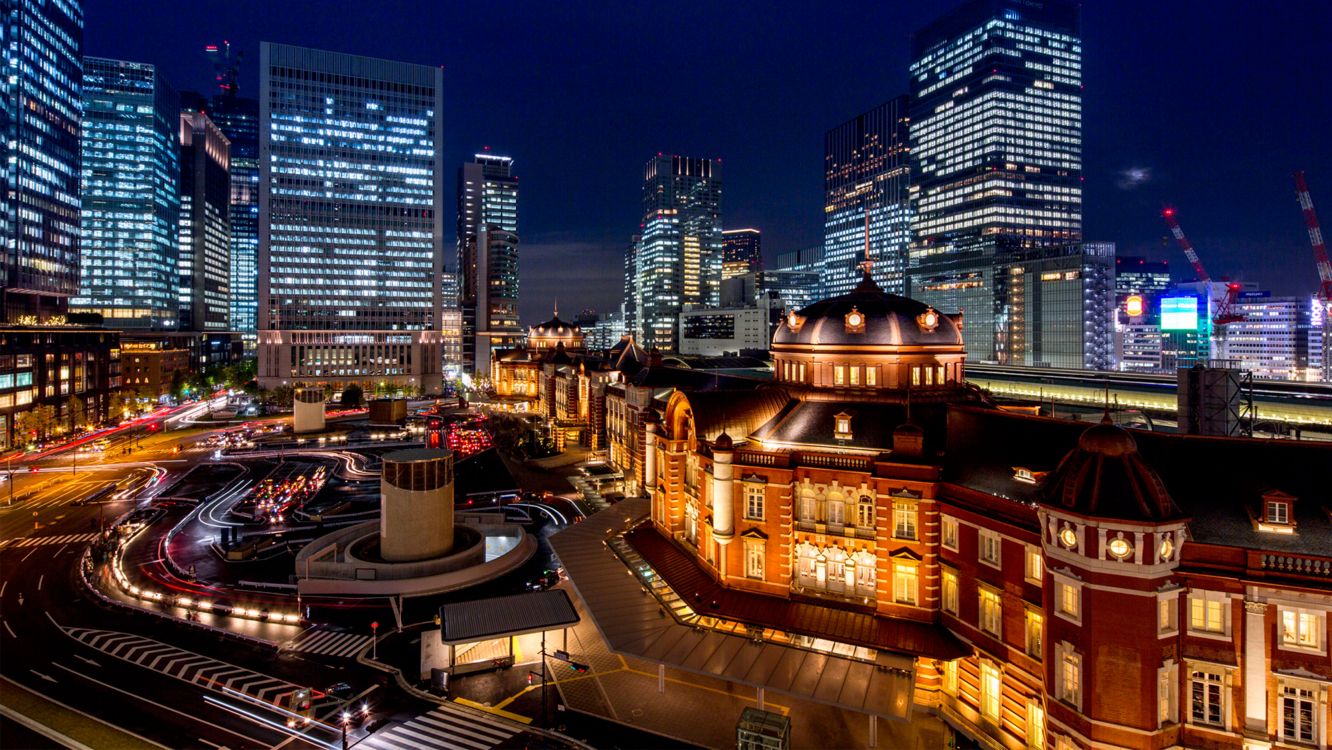 Обои станция Токио, Токио Отель, город, городской пейзаж, городской район в разрешении 3340x1880