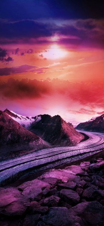 Обои пралакс цифровой, слайд-шоу, облако, атмосфера, послесвечение в разрешении 1407x3045