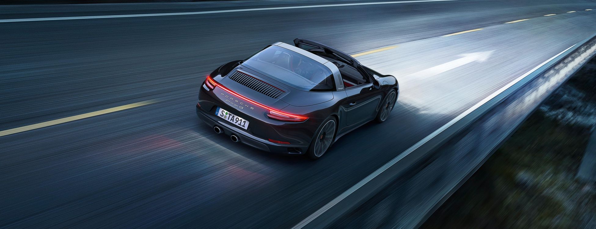 Обои Порше, авто, 2017 Порше 911 Тарга 4С, суперкар, спорткар в разрешении 3840x1476