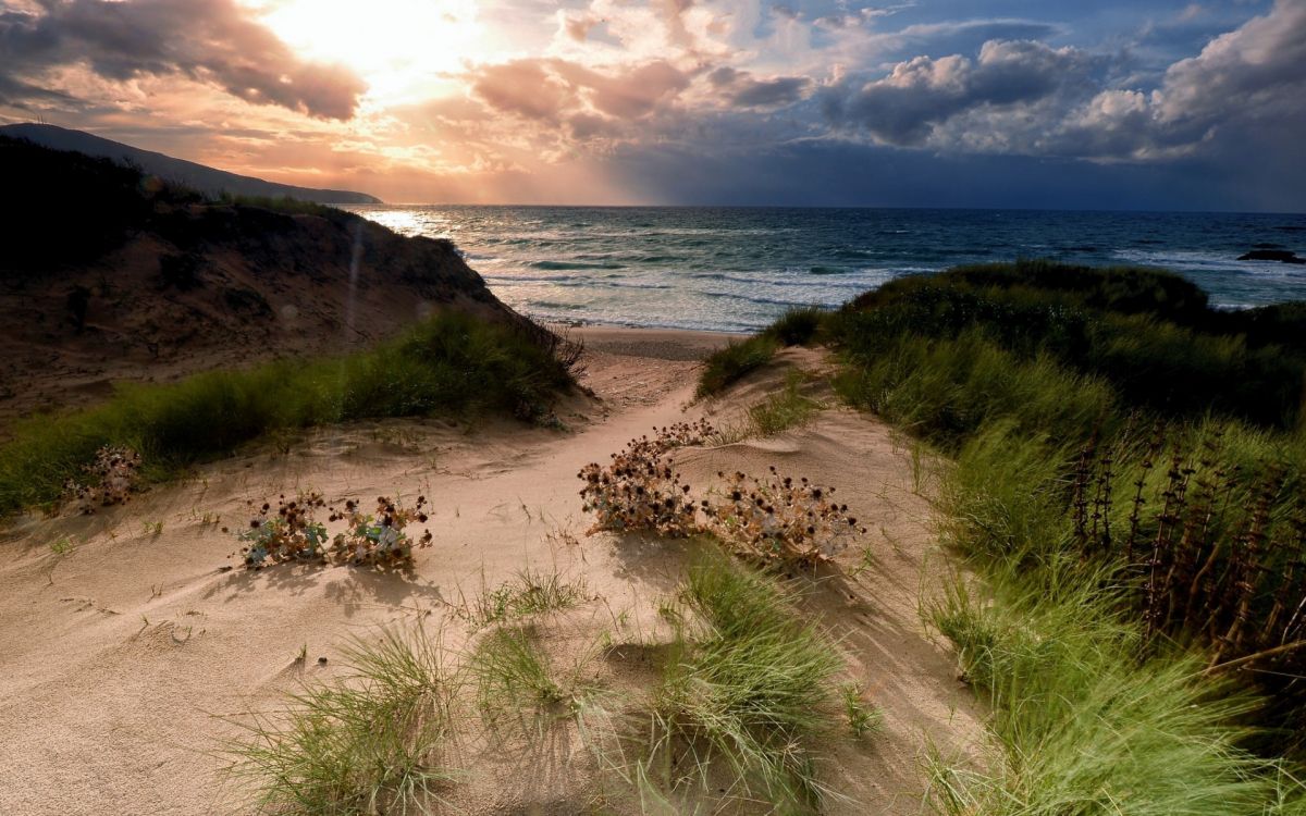 Обои море, природа, пляж, пейзажная живопись, побережье в разрешении 1920x1200